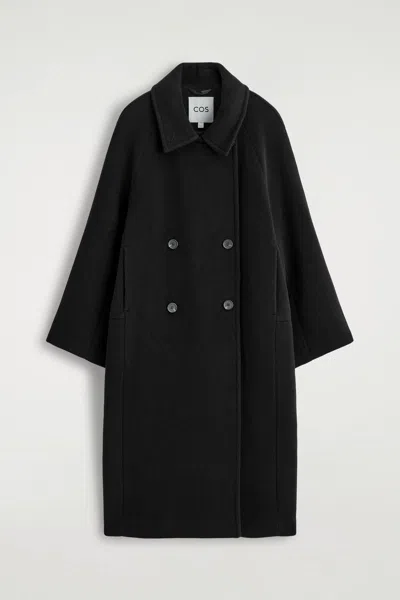Cos Oversized Double-breasted Wool Coat In Black