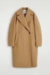 Cos Oversized Double-breasted Wool Long Coat In Sand
