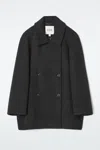 Cos Oversized Double-breasted Wool Pea Coat In Black