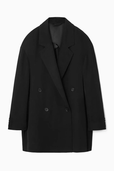 Cos Oversized Draped Double-breasted Blazer In Black