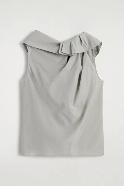 Cos Oversized Draped Top In Gray