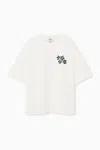Cos Oversized Embroidered T-shirt In White
