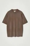 Cos Oversized Faded Mock-neck Cotton T-shirt In Beige