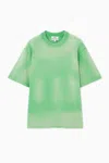Cos Oversized Faded Mock-neck T-shirt In Green