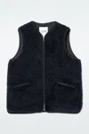 Cos Oversized Faux Shearling Gilet In Blue