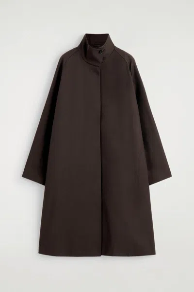 Cos Oversized Mock-neck Coat In Brown