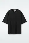 Cos Oversized Garment-dyed T-shirt In Black