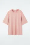 Cos Oversized Garment-dyed T-shirt In Pink