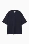 Cos Oversized Half-placket T-shirt In Blue
