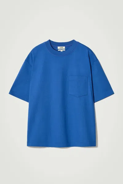 Cos Oversized Heavyweight Cotton T-shirt In Blue