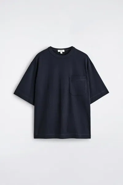 Cos Oversized Heavyweight T-shirt In Navy In Blue