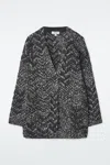 Cos Oversized Herringbone Mohair-blend Cardigan In Black