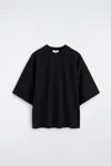 Cos Oversized Interlock Cotton T-shirt In Black