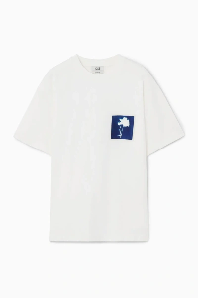 Cos Oversized Inverted-floral T-shirt In White