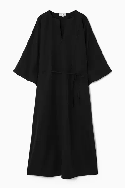 Cos Oversized Kaftan Midi Dress In Black