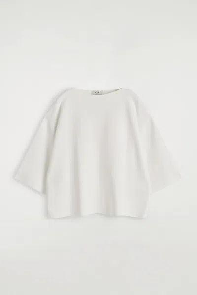 Cos Oversized Knitted Boatneck Jumper In Bianco
