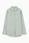 Cos Oversized Linen Shirt In Green