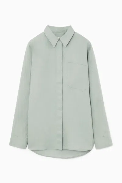 Cos Oversized Linen Shirt In Green