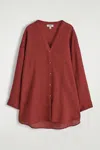 Cos Oversized Linen V-neck Shirt