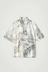 Cos Oversized Marble-print Shirt In White