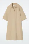 Cos Oversized Open-collar Shirt Dress In Beige