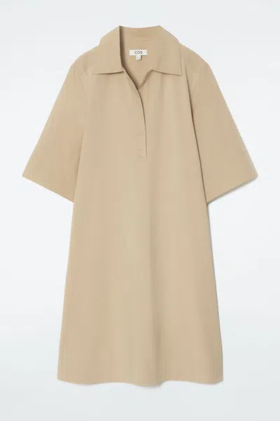 Cos Oversized Open-collar Shirt Dress In Neutral