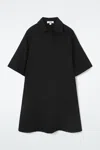 Cos Oversized Open-collar Shirt Dress In Black