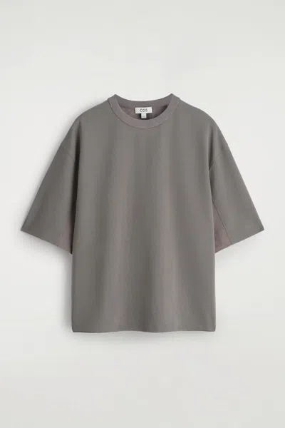 Cos Oversized Paneled Drawstring T-shirt In Brown
