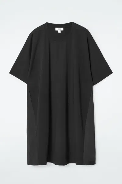 Cos Oversized Panelled T-shirt Dress In Black
