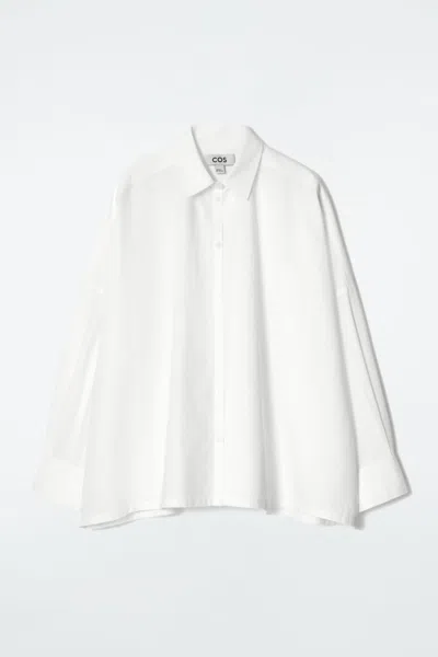 Cos Oversized Pleat-back Cotton Shirt In White