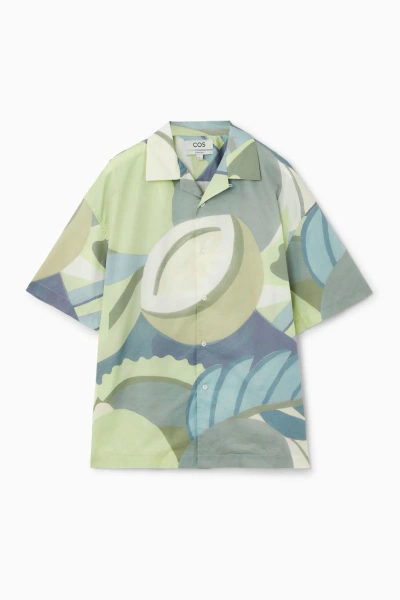 Cos Oversized Printed Short-sleeved Shirt In Green