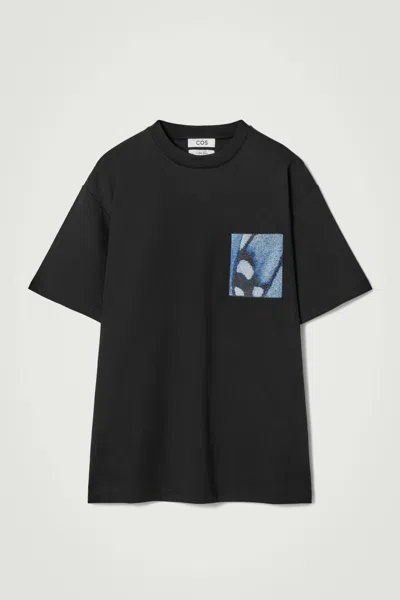 Cos Oversized Printed T-shirt In Black