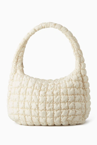 Cos Oversized Quilted Crossbody In Beige