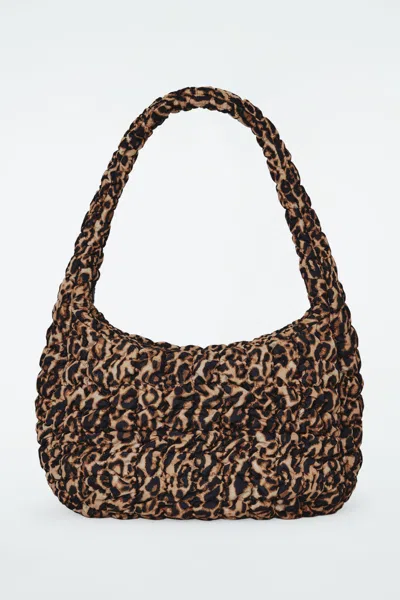 Cos Oversized Quilted Crossbody Bag In Beige