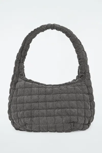 Cos Oversized Quilted Crossbody In Grey