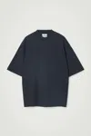 Cos Oversized Rounded Mock-neck T-shirt In Blue