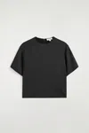 Cos Oversized Satin T-shirt In Black