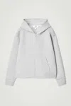 Cos Oversized Scuba-jersey Zip-up Hoodie In Grey