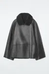 Cos Oversized Shearling Aviator Jacket In Black