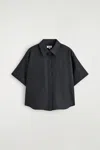 Cos Camicia Oversize A Maniche Corte In Lino In Black