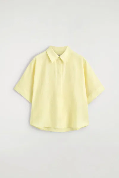 Cos Oversized Short-sleeved Linen Shirt In Yellow