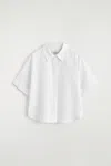 Cos Oversized Short-sleeved Linen Shirt In White