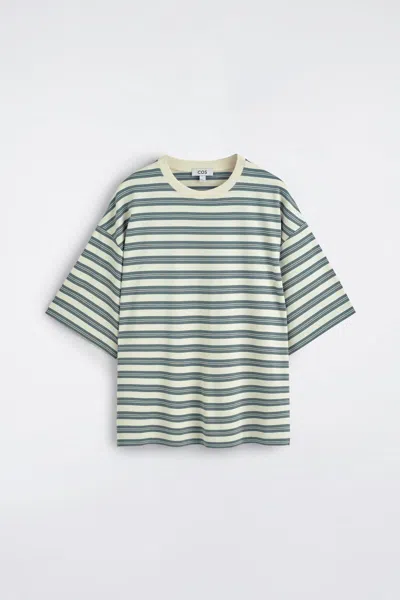 Cos T-shirt A Righe Oversize In Cotone In Blu In Blue