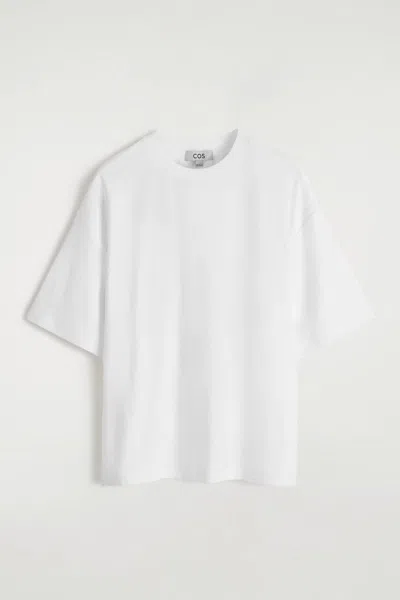 Cos Oversized Striped Linen-blend T-shirt In White