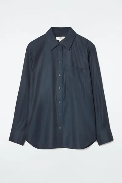 Cos Oversized Twill Shirt In Blue