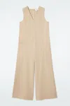 Cos Oversized V-neck Jumpsuit In Beige