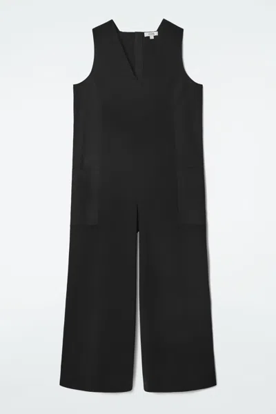 Cos Oversized V-neck Jumpsuit In Black