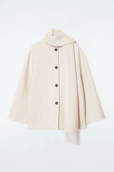 Cos Oversized Wool-blend Scarf Jacket In Beige