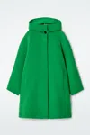 Cos Oversized Wool Hooded Coat In Green