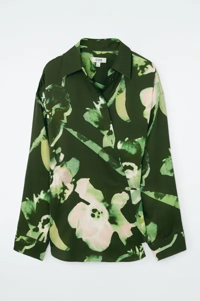 Cos Oversized Wrap Shirt In Green